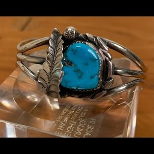 Silver Turquoise Cuff Bracelet, signed